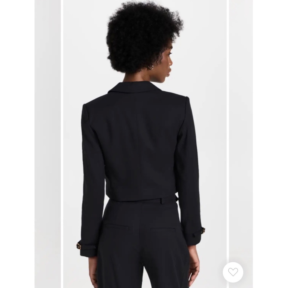 Veronica Beard Black Cropped Linen Blend Single Breast Jacket NWT Buckle Cuff - Picture 11 of 15